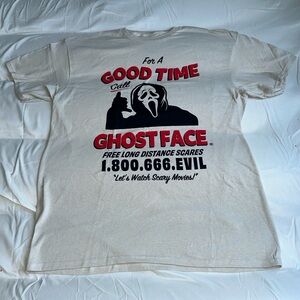 Ghostface Scream Graphic Tee “for a good time call ghostface” Brand new